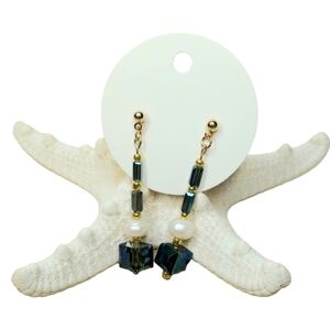 BeachNSeas, Long Dangling Earrings, Womens Jewelry, Glass, Cultured Pearls, NWT